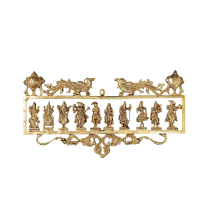 Brass Dashavatar Wall Hanging | 20.5" Antique Finish | Sacred Avatar Series | Traditional Temple Art | Home & Office Decor | Jaipurio